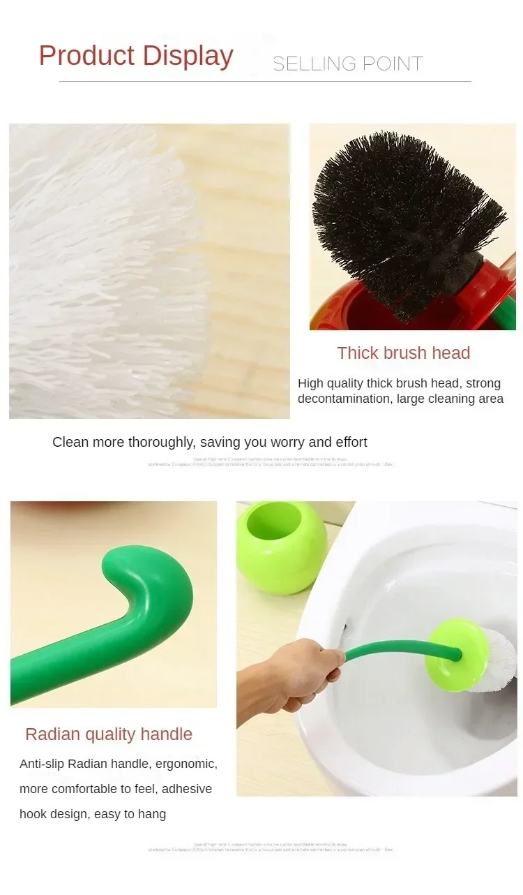 Creative Cherry Shaped Toilet Brush Set Long Handle for Bathroom Corner Cleaning Replaceable Nylon Soft Bristle Accessories