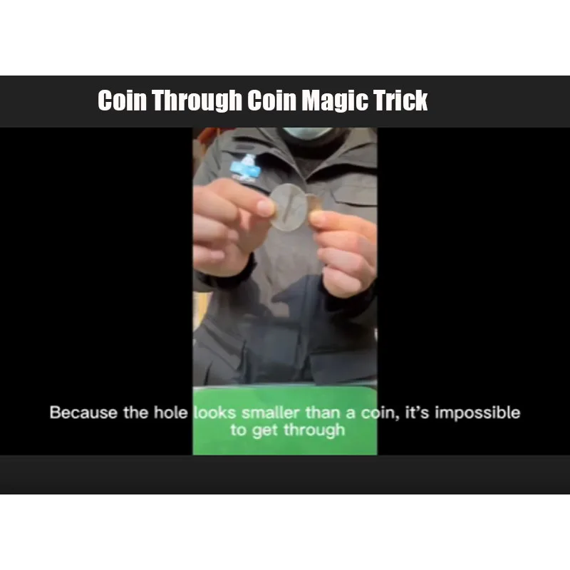 

Coin Through Coin Magic Trick – Half Dollar Through Dollar Illusion Gimmick, Easy Close Up Coin Magic Prop