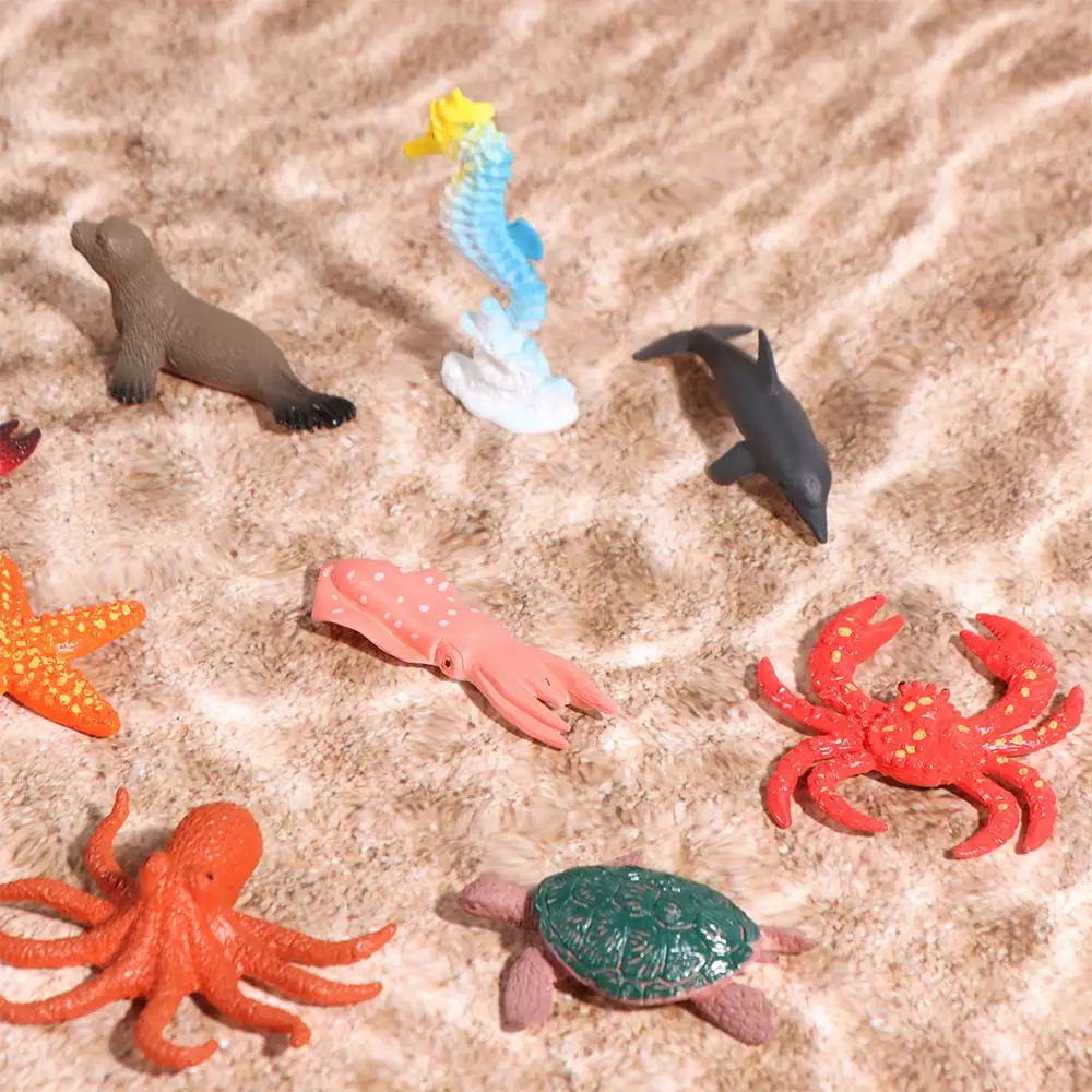 

12pcs Plastic Sea Life Animals Model Shark Turtle Crab Starfish Ocean Animals Ornaments Realistic Collectible