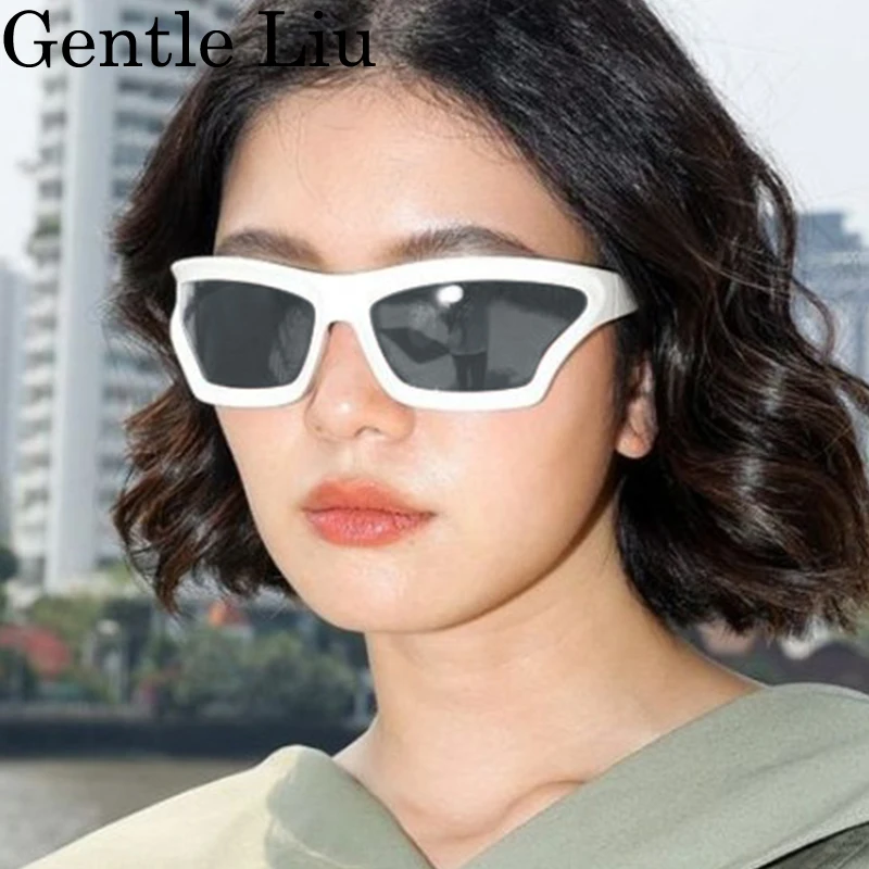 Lunettes de soleil carrées punk pour femmes, lunettes de soleil rondes, protection UV400, lunettes de sport vintage, marque de luxe, Y2K, 2024