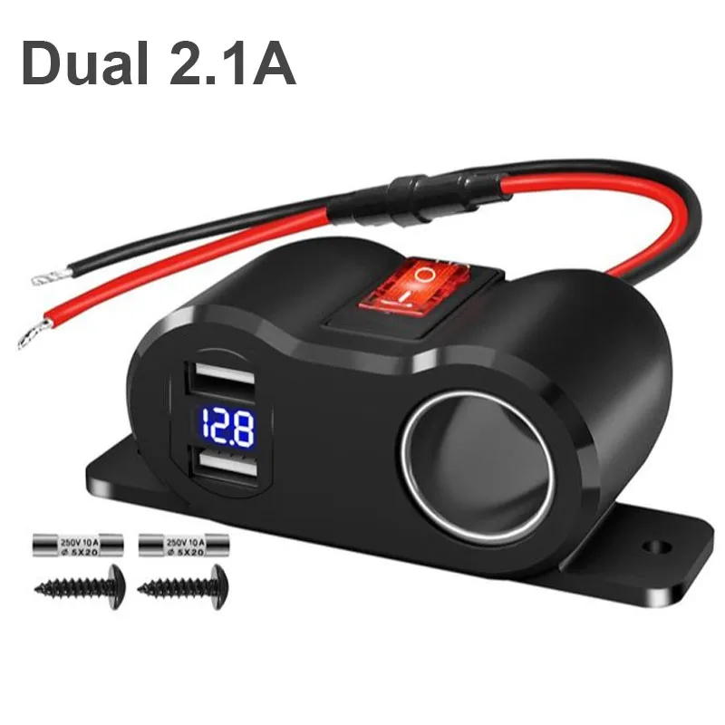 12V Autoladegerät Netzteil QC3.0 & PD3.0 Steckdose Zigarettenanzünder Splitter mit LED Voltmeter für RV Marine Boot