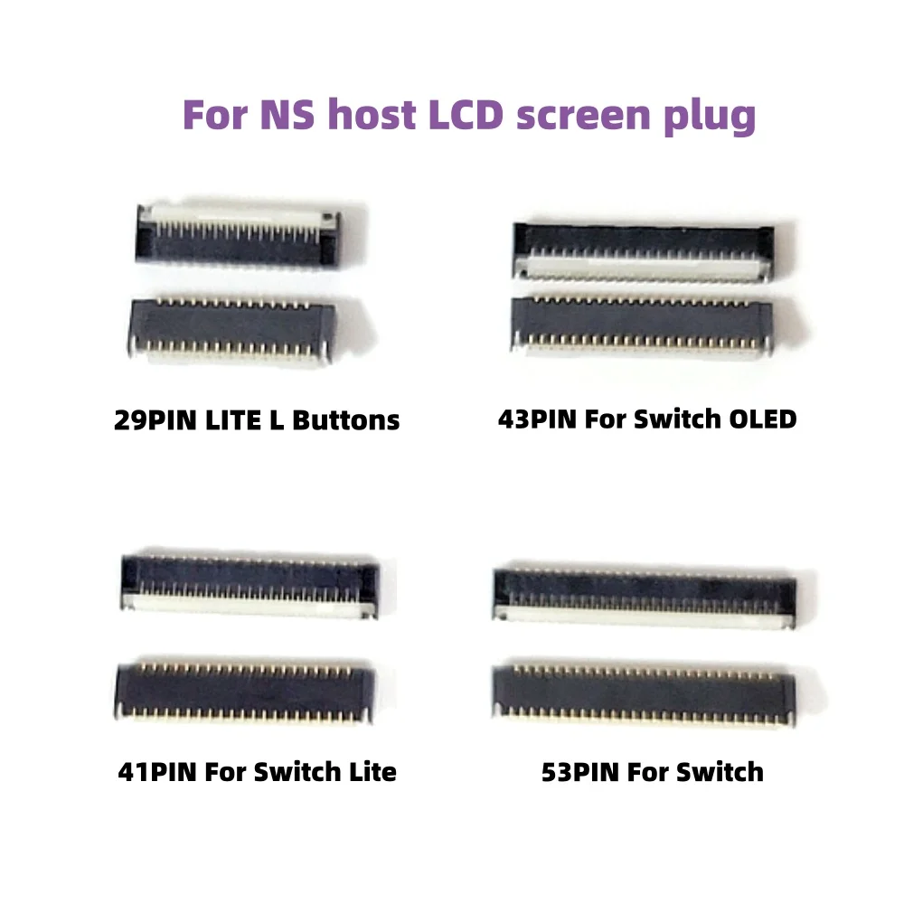 4/20Pcs LCD FPC Connector for Switch Lite Oled 41 Pin 53Pin 43 Pin Screen Socket Replacement Console Display Port Repair Kit ZIF