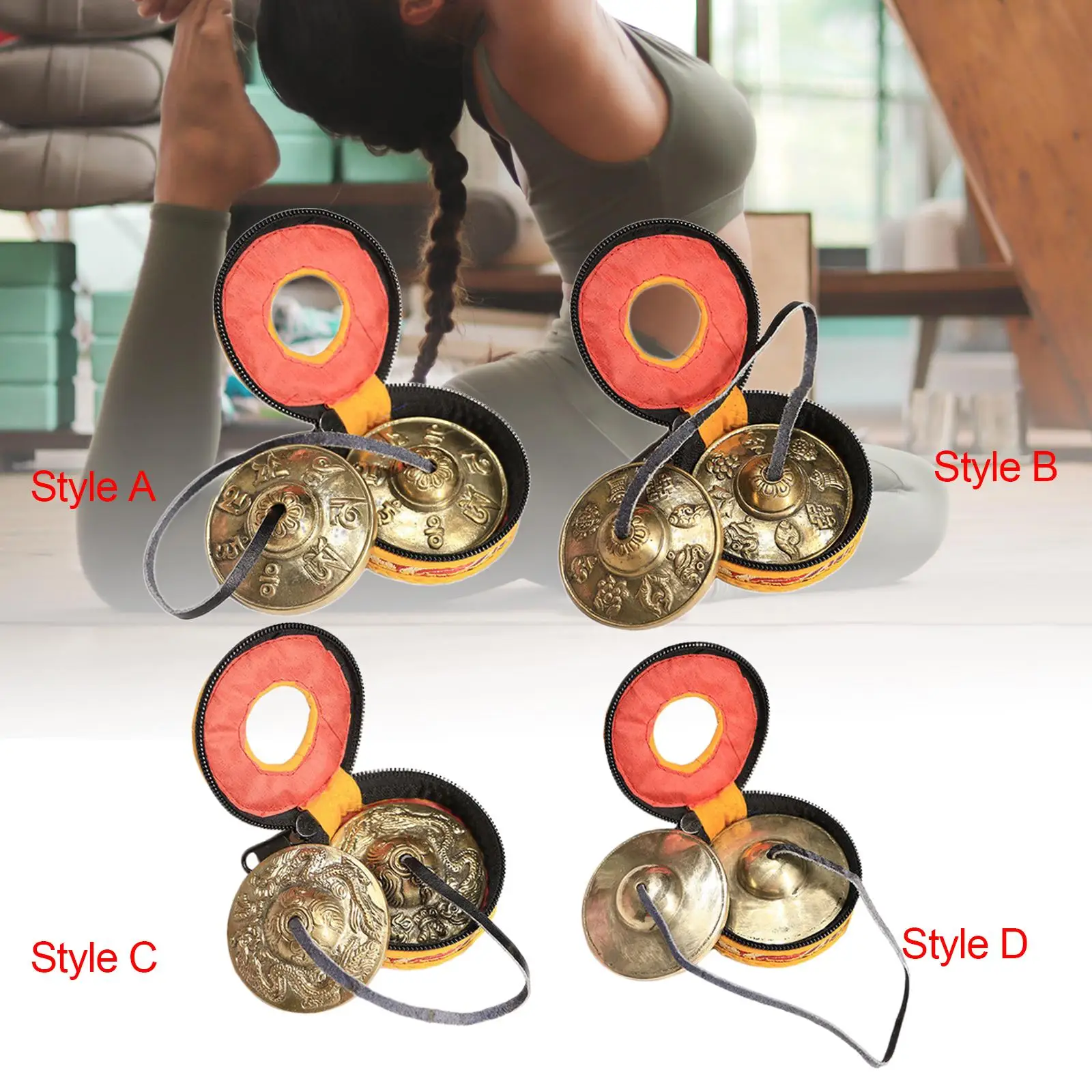 صنج Tingsha التبتي للعائلة والأصدقاء هدايا فريدة من نوعها لتزيين اليوجا محمول بقطر 6.5 سنتيمتر رموز Tingsha البوذية #3