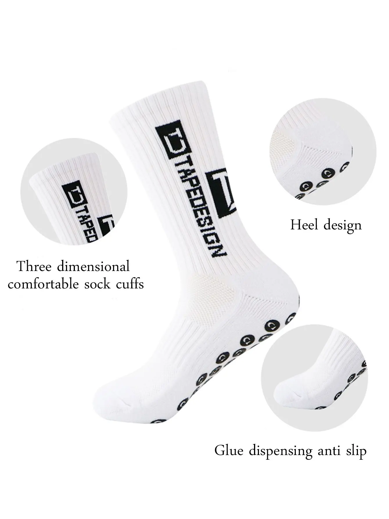 6 pairs of football socks, men\'s and women\'s mid length anti slip training socks, thickened professional sports socks