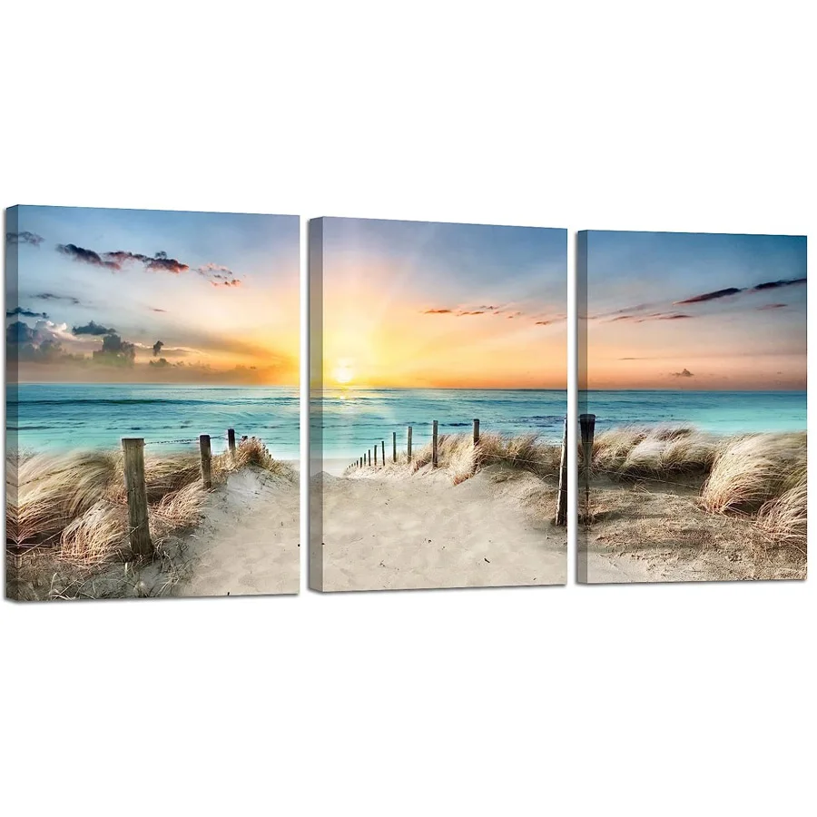 Diamond Painting for Living Room, Canvas Wall Art, 3 Panel, Beach, Ocean, Sunset, Diamond Embroidery, Mosaic, Cross Stitch, Land