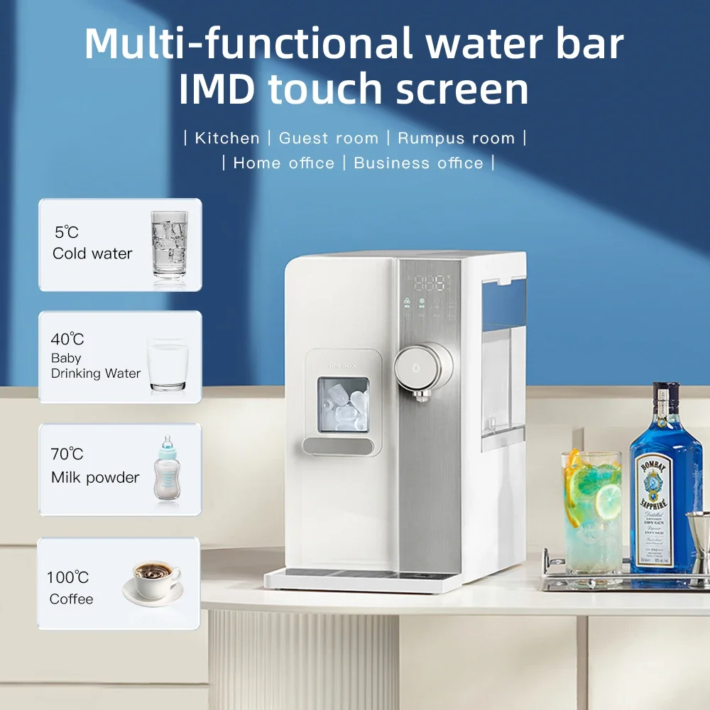 Ice making machine desktop water cooler with ice making function pipeline water distributor compressor cooling electric plastic