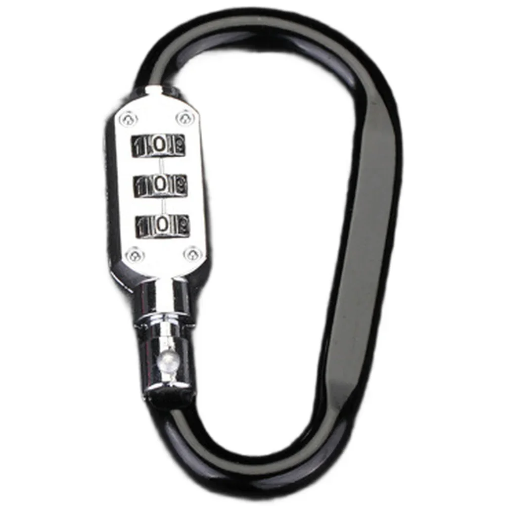 Aluminum Alloy D Shaped Carabiner with Anti Theft 4 Digit Lock for Backpack Helmet Bike Basket Hiking Gym Locker Outdoor Use