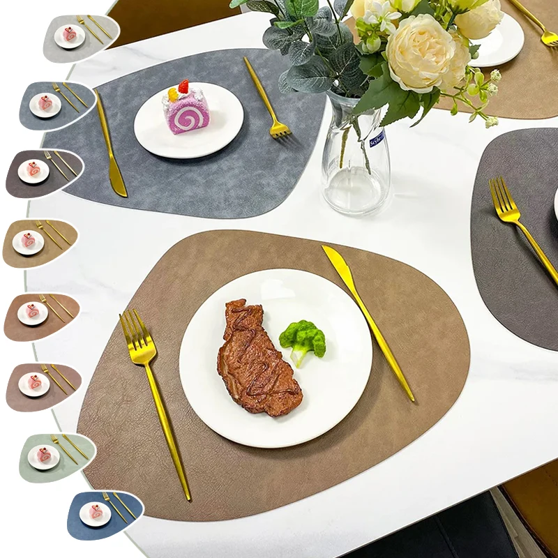 

Double Sided Dual Color PU Leather Placemat Heat-insulating Table Mat Anti Scalding Anti Fouling Dining Table Kitchen Decoration