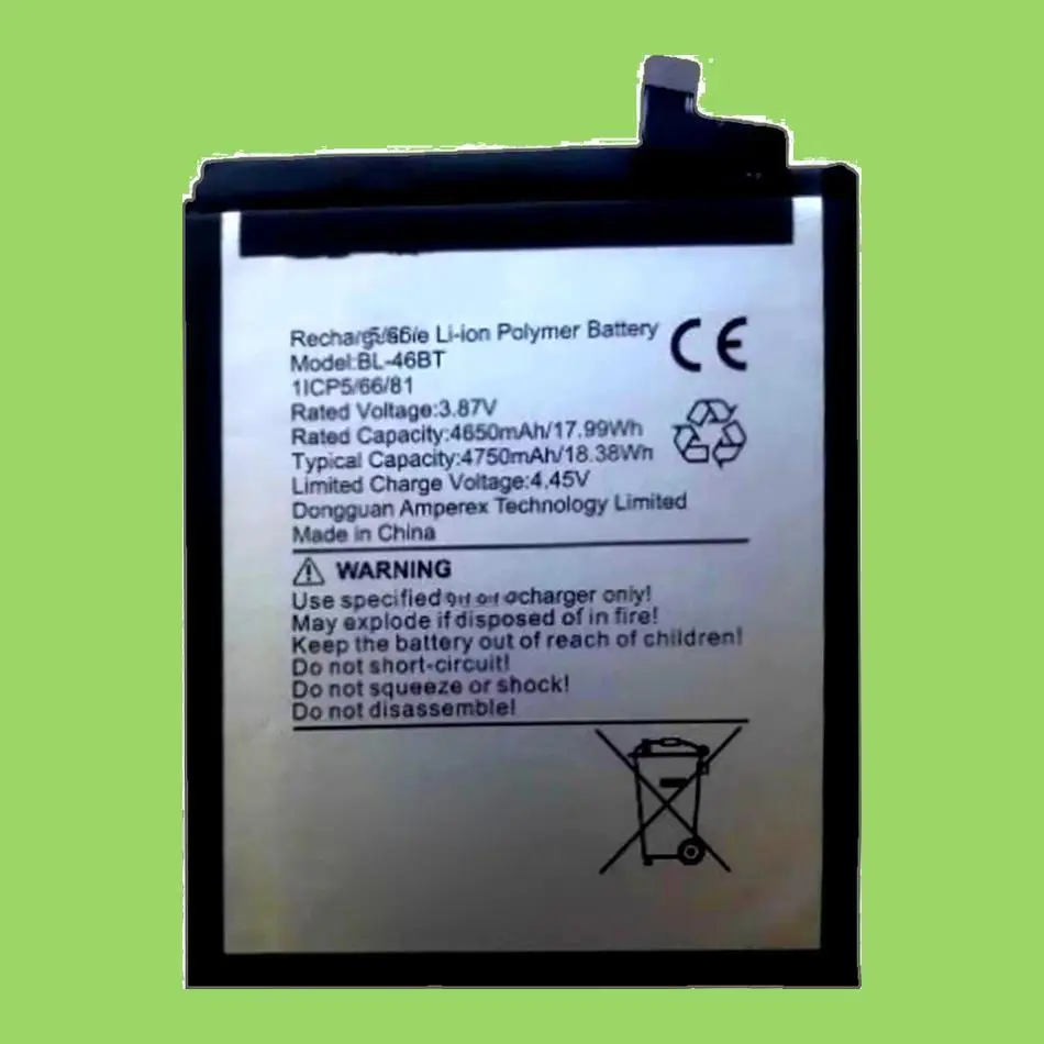 

Long-Lasting BL-46BT For Tecno Camon 18 Premier Environmentally Friendly 4750Mah Mobile Phone Battery