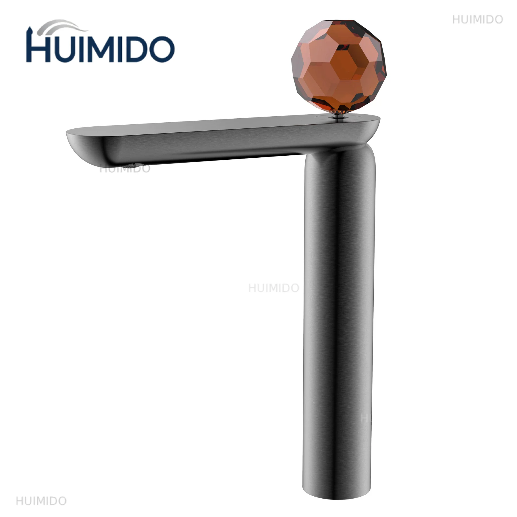 Gray Basin Faucet Brass Sink Mixer Tap Hot & Cold Bathroom Deck Mounted Beautiful Glass Ball Handle sink Faucet Crane Tap