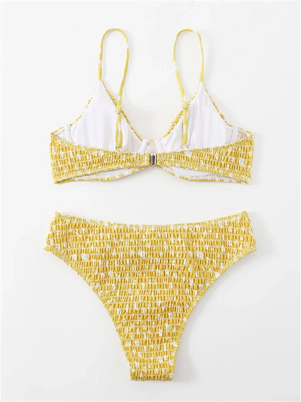 เซ็กซี่ Underwire บิกินี่สีชมพูดอกไม้ชุดว่ายน้ํา Push Up ริ้วรอยห้องพักช่วงวันหยุดชุดว่ายน้ําผู้หญิงชุดว่ายน้ําชุดชายหาด Traje De Bano Mujer