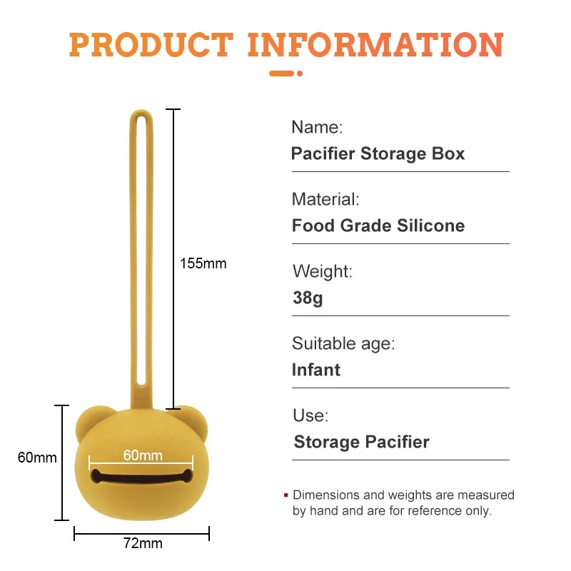 Soporte para chupete de silicona de grado alimenticio para bebé, contenedor para chupete portátil para recién nacido, caja de almacenamiento para pezones con Panda de dibujos animados, sin BPA