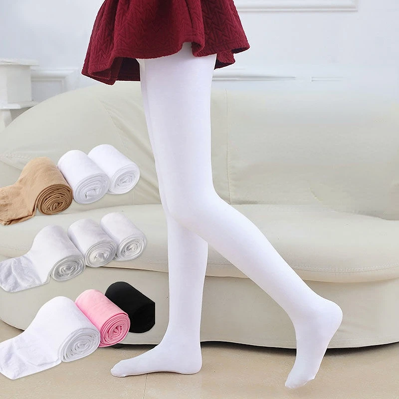 белые колготки Children Girls Ballet Dance Tights Kids Adult Nylon Leggings Gymnastics Dance Ballet Pantyhose 90D 3 Pairs