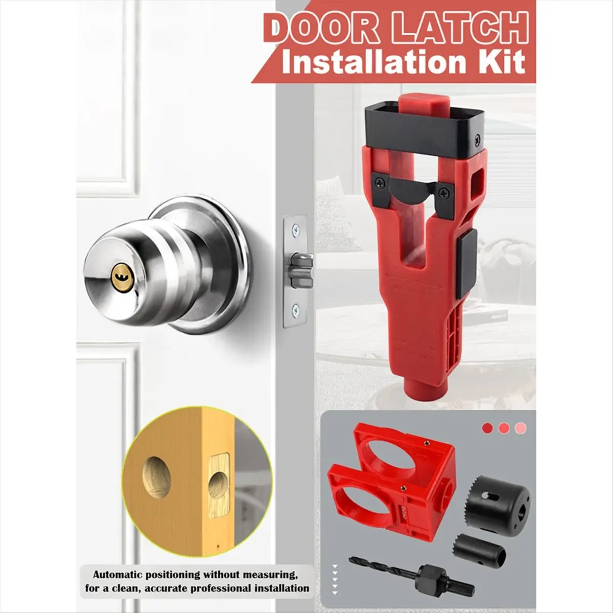DT85 TRENDY~Door Mortise Tool,Door Installation Kit for 1-3/4in or 1-3/8in Thick Wooden Door with Door Lock Hole Saw A