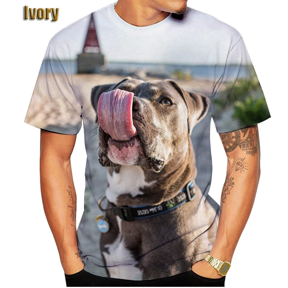 2022 New Listing 3D Pitbull Dog Printed Casual T-shirt Men/women\'s Cool Pitbull Graphic Hipster Short Sleeve Tops Tee