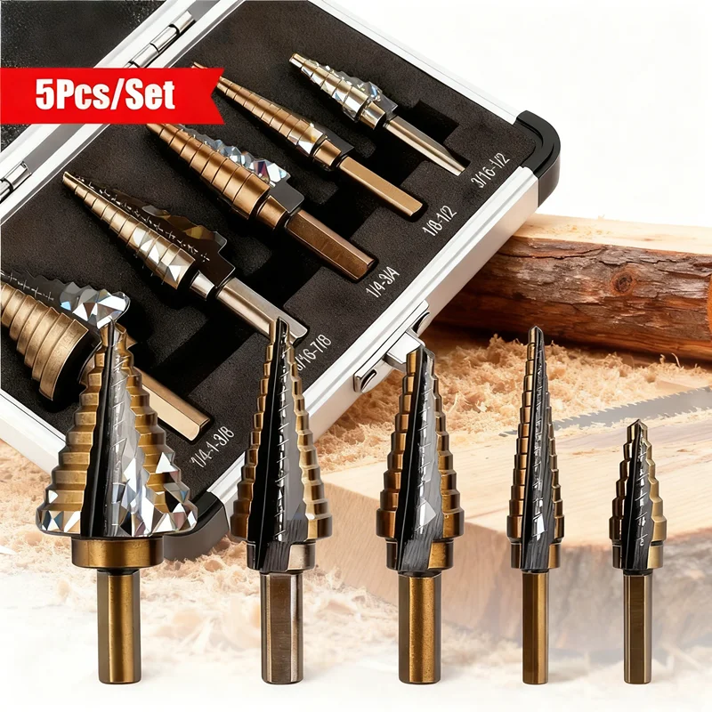 

5pcs HSS Cobalt Titanium Carbon Steel Drill Bits, High-Speed Steel Electric Drill, for Metal, Wood, Plastic, Aluminum, Titanium