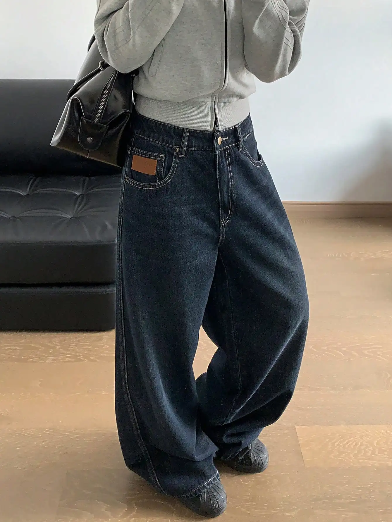 

Женские джинсы свободного кроя с широкими штанинами, повседневные прямые брюки с высокой талией