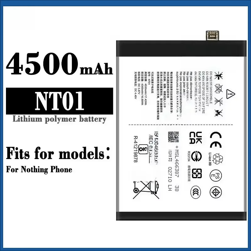 New 3.87V 4500mAh NT01 Replacement Battery for Nothing Phone 1st Generation Mobile Phone Battery+tools