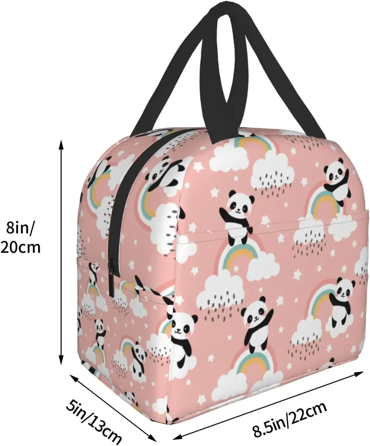 Panda Lunch Bags Cooler Tote Organizer  Reusable  Box for Women Men Boys Girls Outdoor Work Picnic School