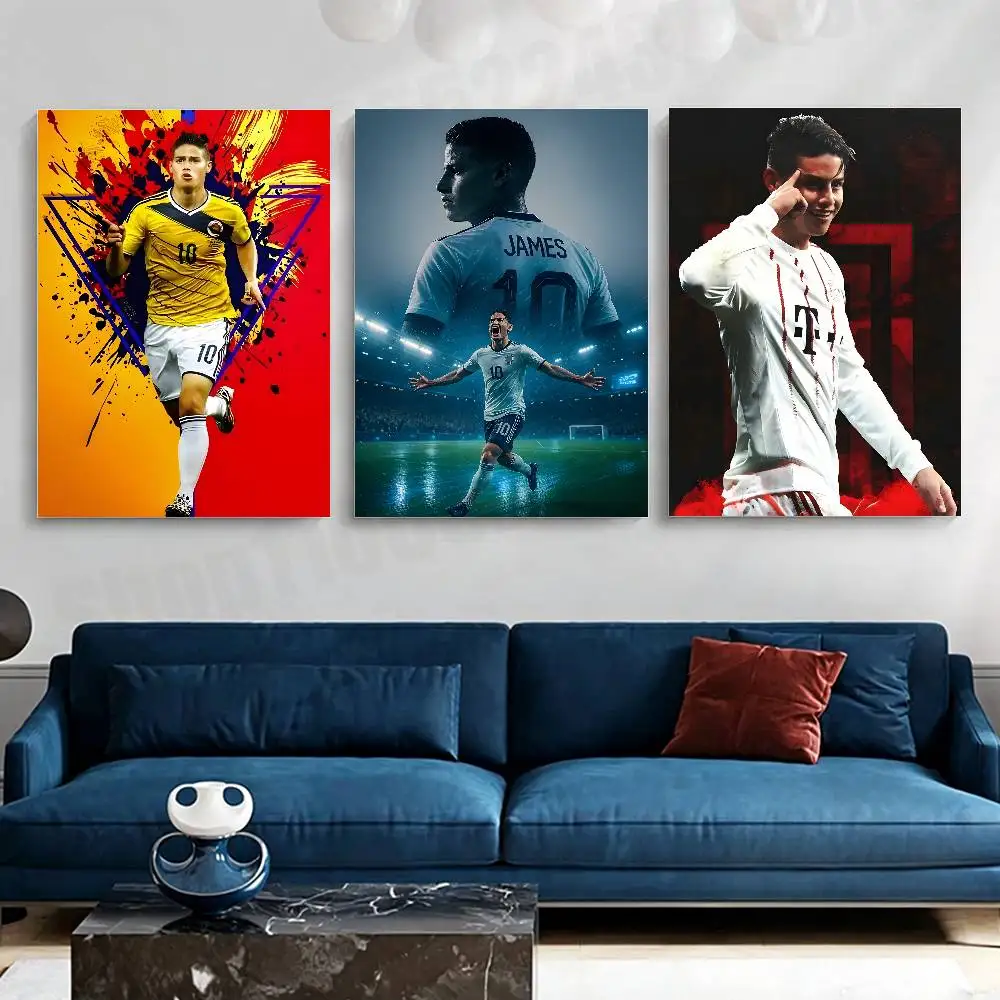 2026 Football Colombia James R-Rodriguez Poster Sticker Classic Art Painting for Home Bedroom Cafe Office Wall Decor