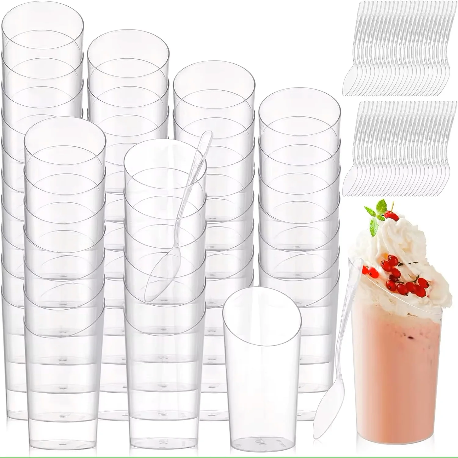 

200/50pcs Mini Dessert Cups Jelly Milk Mousse Cup Pudding Cupcake Cups Ice-Cream Picnic Party Decor Fruit Yogurt Salad Container