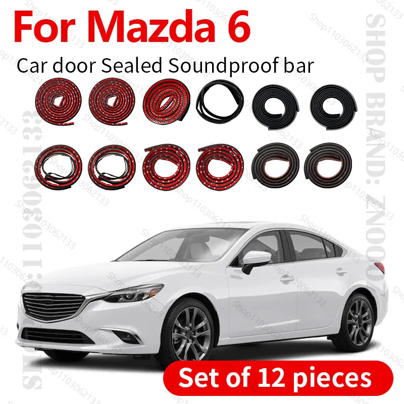 

For 2002-2024 Mazda 6 Car Door Seal Strip Rubber Double Layer Sealing Protector Soundproof Strip Dustproof Seal Strip 12PCS Set