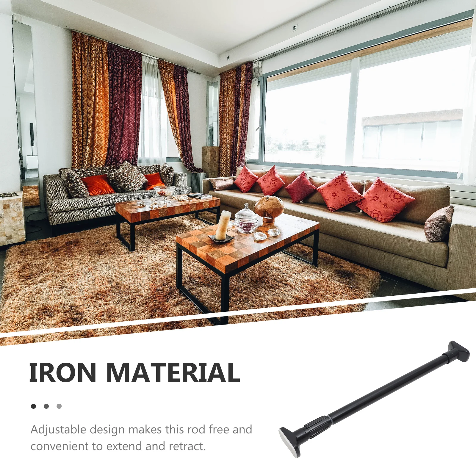 

Telescopic Curtain Rod Premium Iron Adjustable No Punch Hole for Bathroom Shower Door Clothes Drying Wardrobe Rail Tension Pole