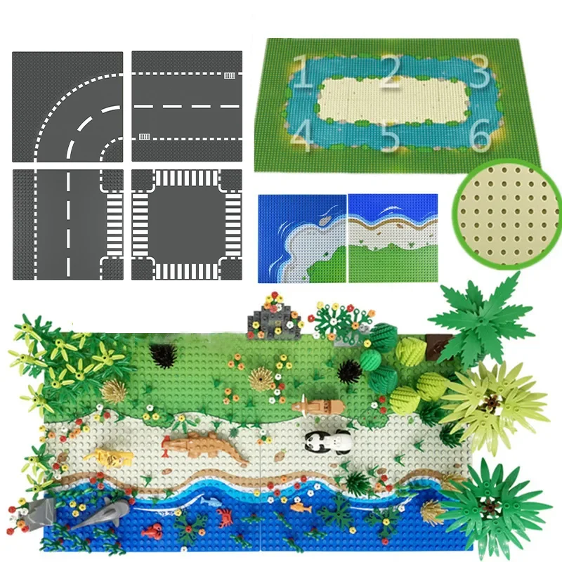 32X32 32Dots Classic Building Block Base Plate City View Traffic Road Figures Construction Toys Bricks Dots Plastic Baseplates