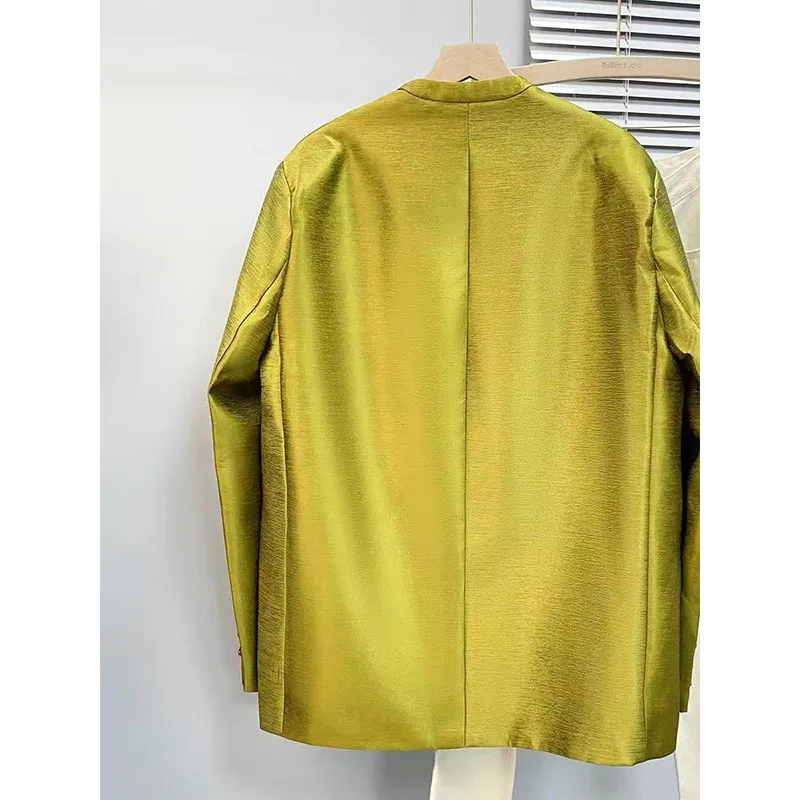 Women's Suit Jacket 2025 New Fashion Loose Temperament Mid-Long Coat Pure Colour One button Sense Of Design Blazer Female Tops
