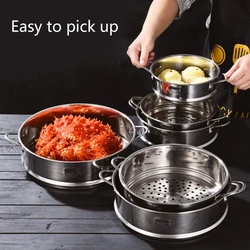 Vegetable Food Steamer Stainless Steel Steaming Rack with Handle Kitchen Cooking Steamer Basket Cookware Accessories