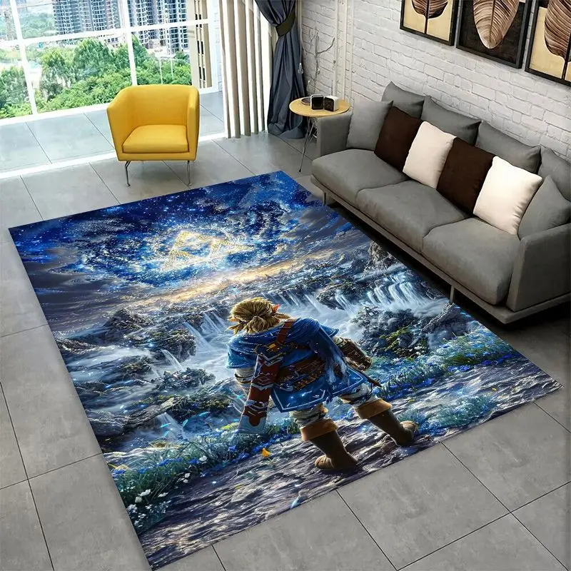 Classic Z-Zelda Cartoon Games Non-Slip Area Rug for Living Room,Bedroom,Playroom,Soft Carpet Floor Mat Home Decor Rug Kids Room