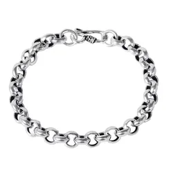Pure Silver Bright Simple Circle Round Buckle Bracelet 925 Sterling Silver Jewelry 8/10mm Classical Chain Bracelets Man Woman