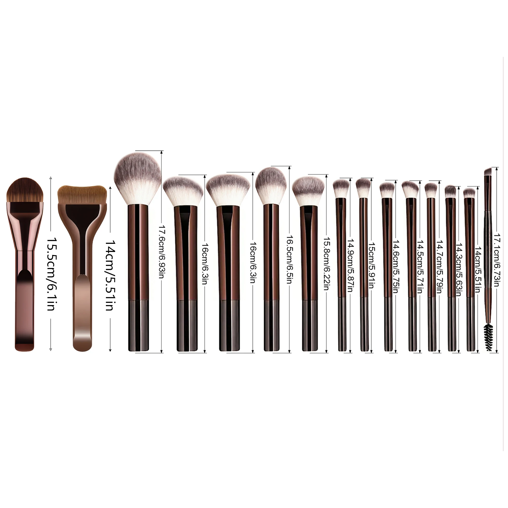 15-teiliges Make-up-Pinsel-Set, weiche Borsten, professionelle Pinsel für Foundation, Puder, Rouge, Concealer, Lidschatten. – Detail 18