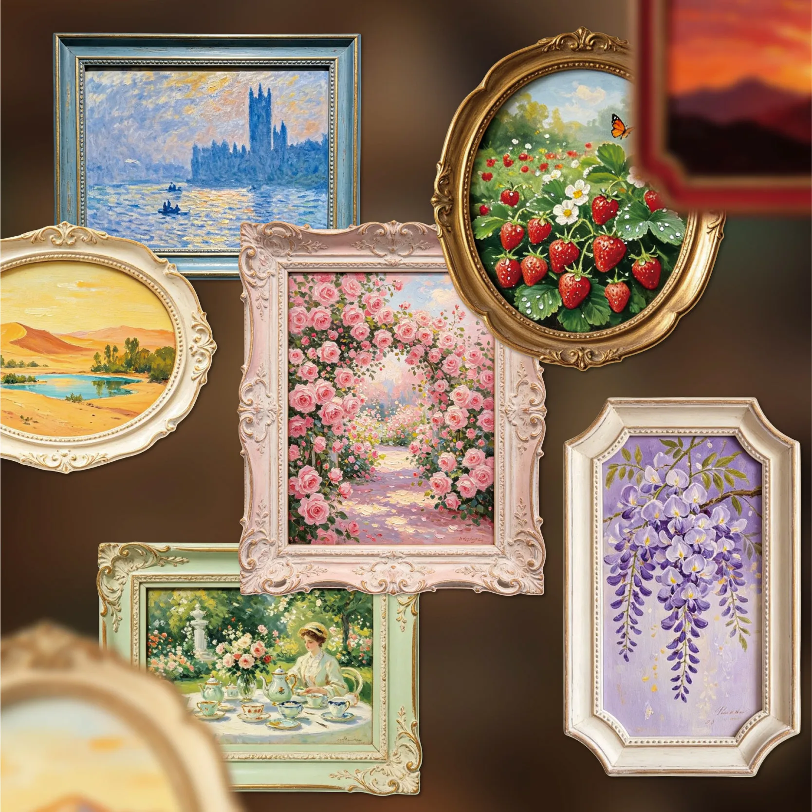 10pcs/pack Retro Painting Box Sticker Creative Aesthetics Decor Scrapbooking Stickersr Journal Supplies Stationery Sticker