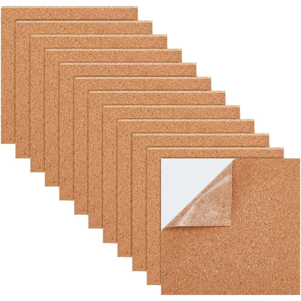 30pcs 4 x 4 Inch Square Self-Adhesive Cork Sheets, Reusable Cork Backing Sheets for Wall Decoration, Party and DIY Crafts