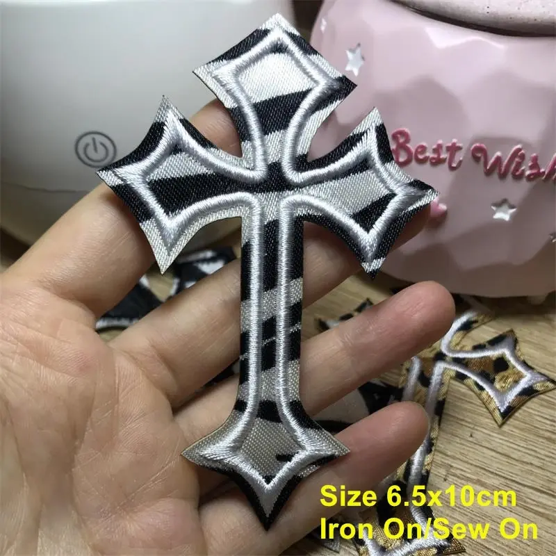 New Arrival 10 Pcs Cross Embroidered Patch Iron Sew On Jeans Coat Tshirt Bag Shoe Hat Decor Repair Motif Emblem Accessory DIY