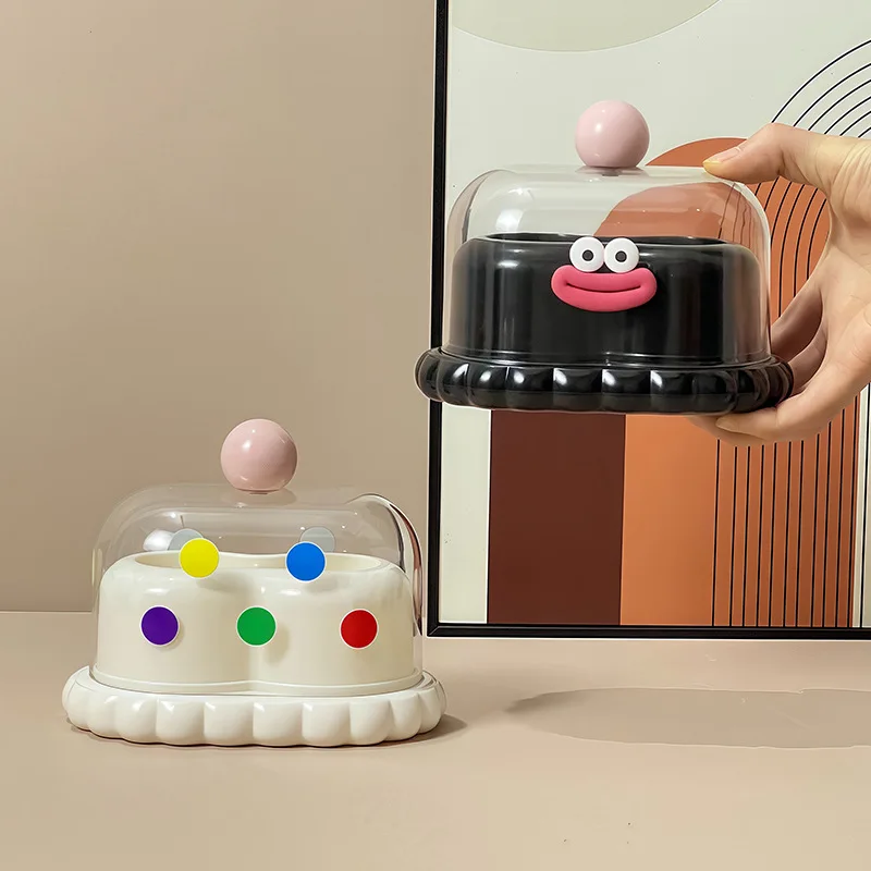 Cute Polka Dot Double Grid Dopaamine Toothpick Box Creative High Aesthetic Cotton Swab Tube Tooth Thread Storage Box Household