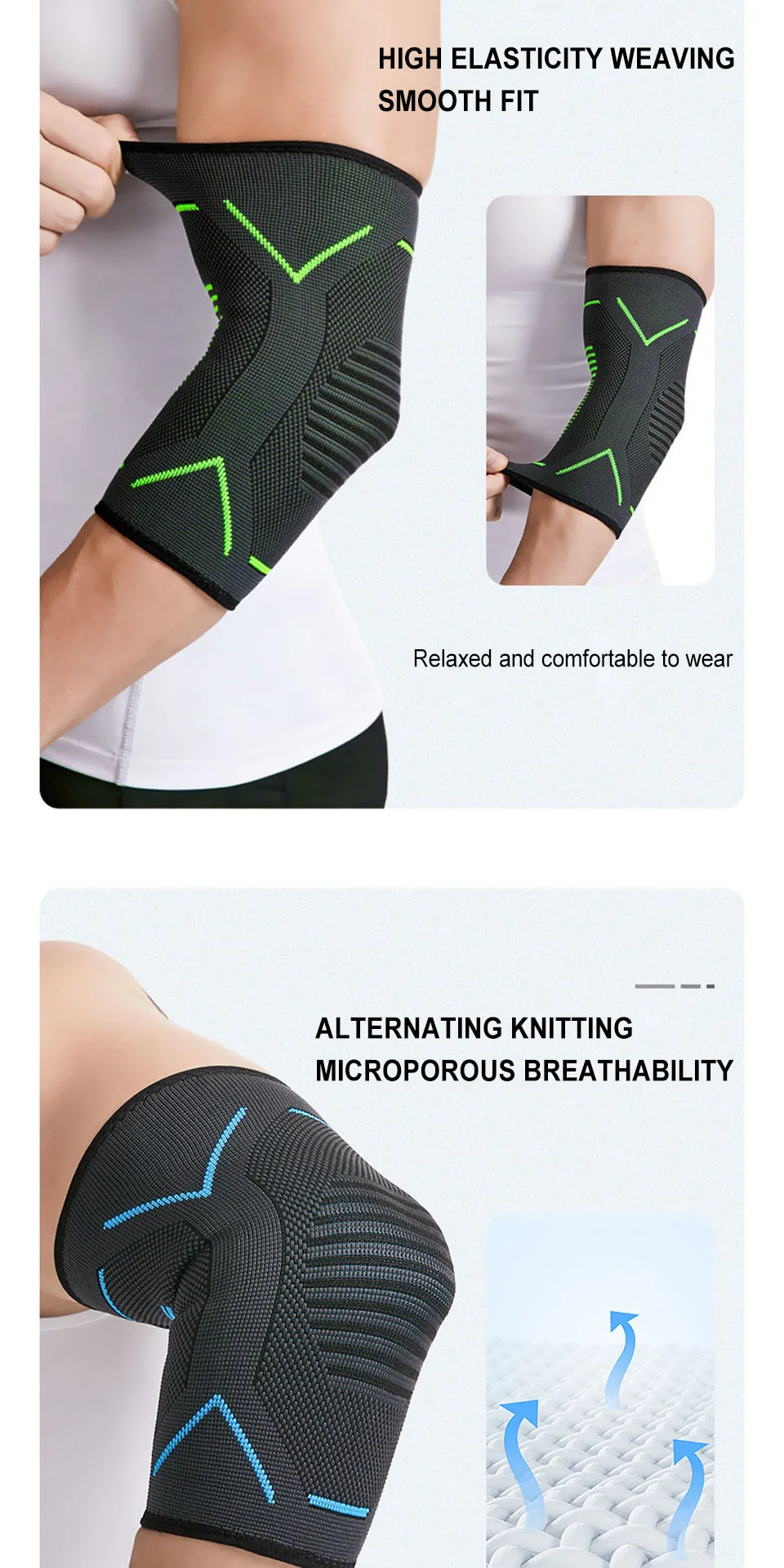 AOLIKES Ellenbogenbandage, Kompressionsmanschette, Armstützhülsen, Unterarm-Schmerzlinderungspads, Hosenträger für Sehnenentzündung, Tennis und Golfer, Ellenbogen – Detail 6