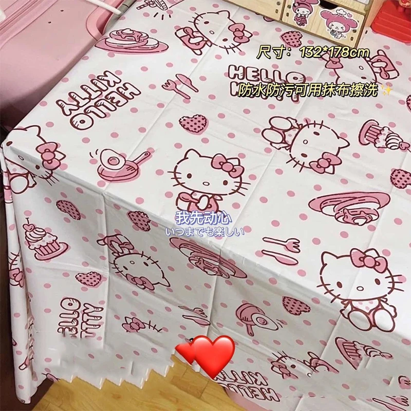 Anime Sanrio Hello Kittys Tablecloth Kawaii Kuromi Student Kitchen Desk Outdoor Picnic Party Gathering Table Cushion Toys Girls