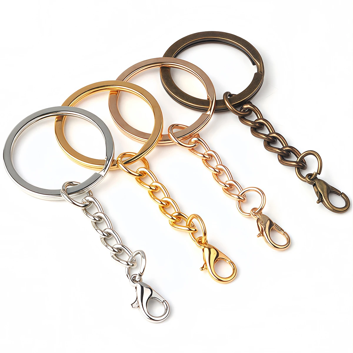 5/10 Stück 30 mm Metall-Schlüsselanhänger mit Karabinerverschlüssen für die Schmuckherstellung, Schlüsselanhänger, Anhänger, Verbindungstüten, Haken-Zubehör
