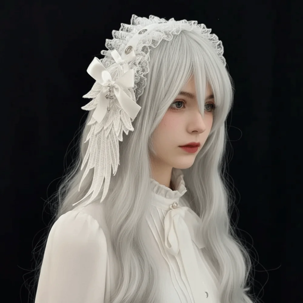 

Creative Spicy Girl Lolita Wings Lace Headband Y2k Rivet Lolita Hair Clip Hair Accessories Kawaii Cosplay Headdress Party