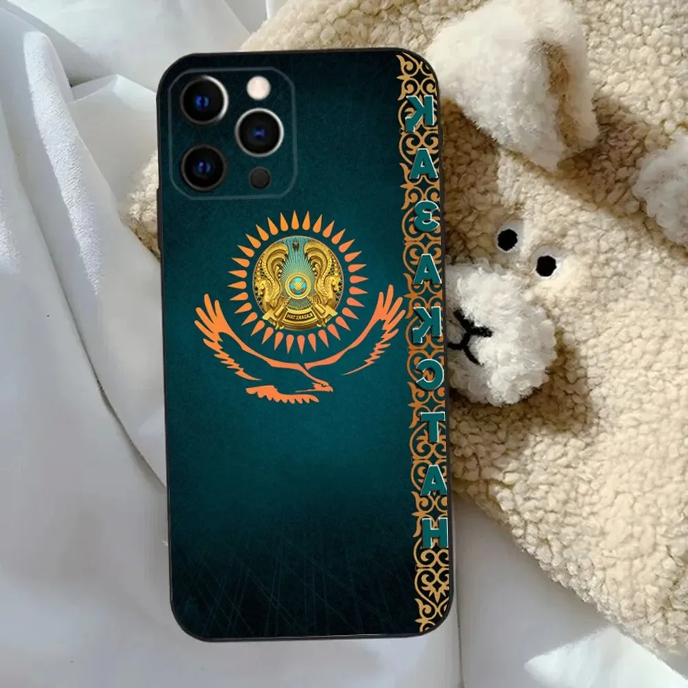 K-Kazakhstan Flag   Phone Case For Apple iPhone 15,14,13,12,11,Pro,X,XS,Max,XR,Plus,Mini Soft Black Cover