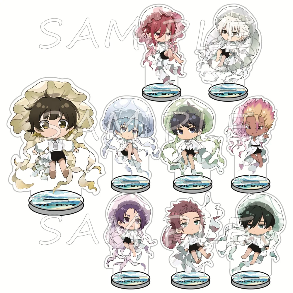 BLUE LOCK Figuras de acrílico de 10 cm, llavero, medusa, temática marina, anime coleccionable, decoración de escritorio, decoración para bolso, regalo para fans de cosplay