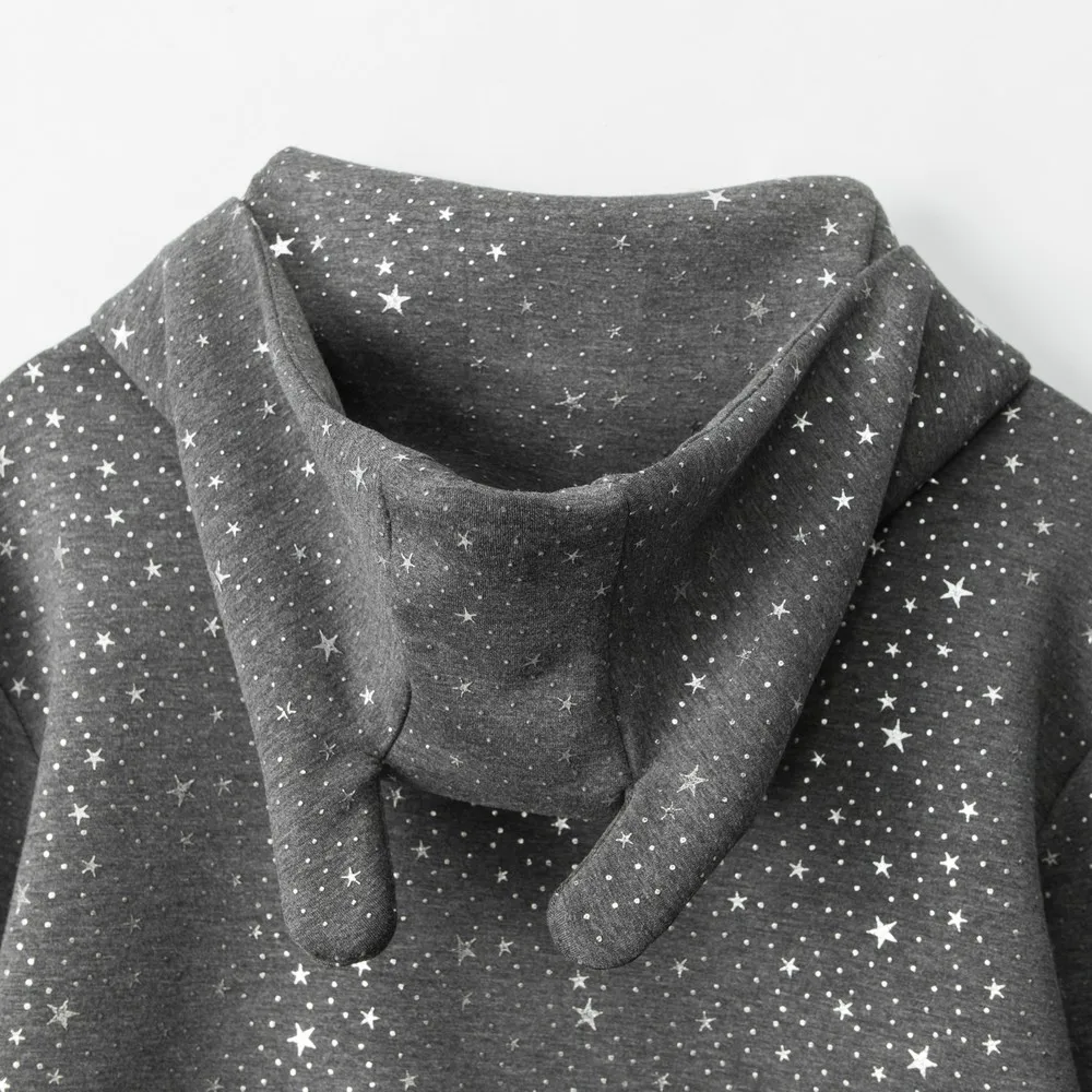 Fivelas duplas zíper bling pentagrama hoodies moletom para mulheres meninas com capuz casual roupas de inverno streetwear tendências