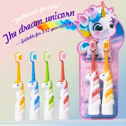 2/4pcs Cartoon Unicorn Children's Soft Toothbrush, 3-12-year-old Baby Toothbrush