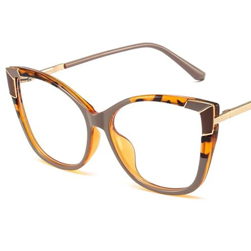 Feminino óculos de sol anti-azul óculos de olho de gato óculos retro óculos de tamanho grande quadro eyewear padrão individual ornamental