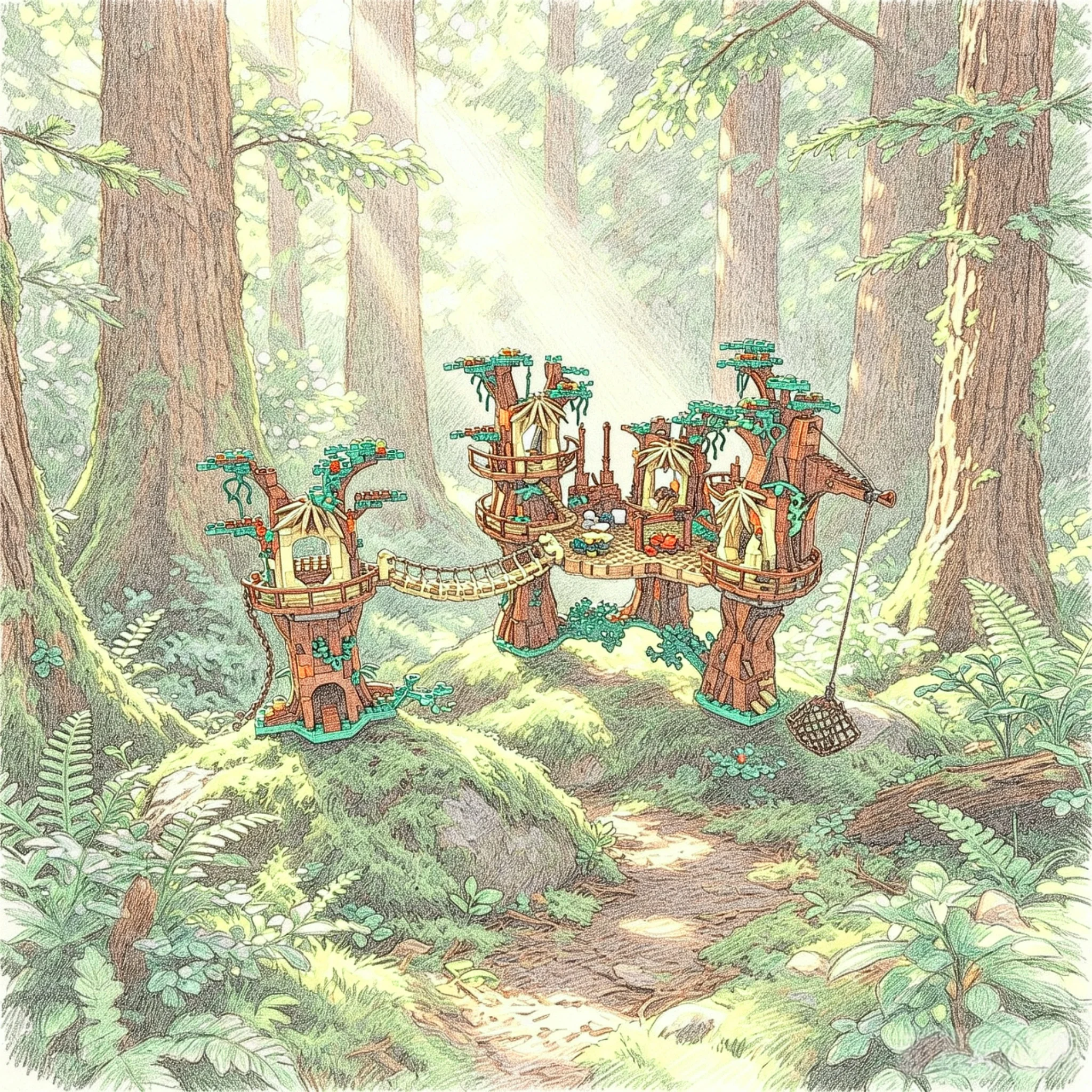 

New forest tribal village building blocks set space adventure bricks home decoration decoration holiday gifts