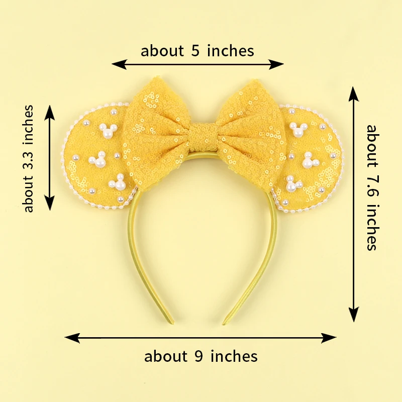 Mädchen 3,3 "Samt Maus Ohr Haarband Für Mädchen Haar Bögen Große Flip Pailletten Ohren DIY Kinder Haar Zubehör stirnband Boutique Mujer – Detail 4