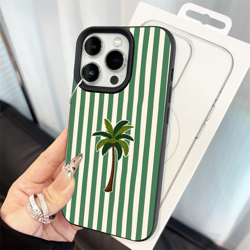 Coconut Tree Stripes Phone Case For iPhone Air XR XS X For iPhone 16 15 17 14 13 12 11 Pro Max 15 16 14 Plus Lychee Full Funda view 3