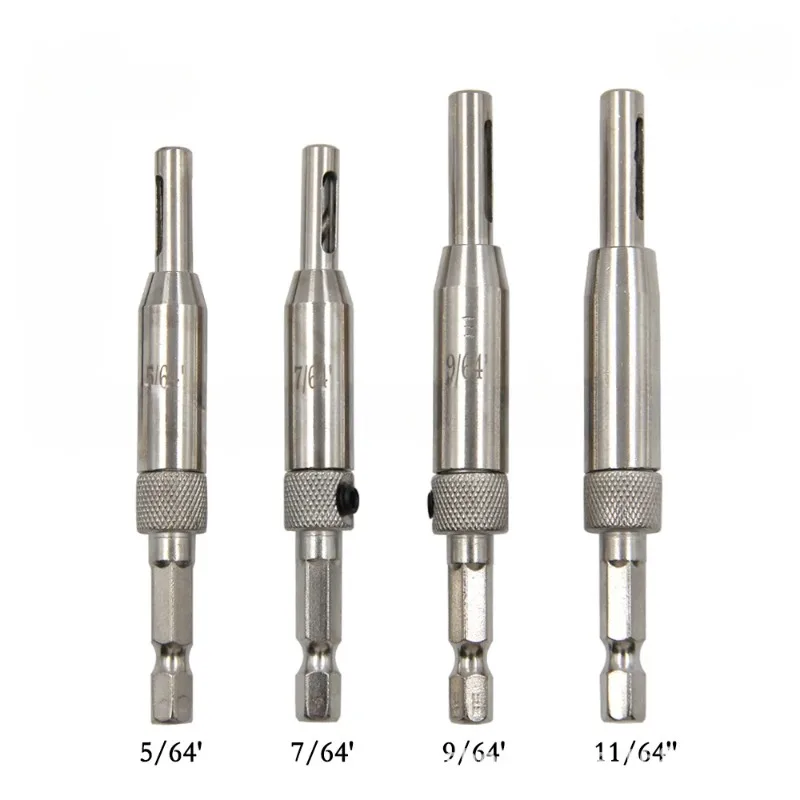 4/7-teiliges selbstzentrierendes HSS-Scharnierbohrer-Set – 5/64 Zoll 7/64 Zoll 9/64 Zoll 11/64 Zoll Drehbohrer zum Bohren von Türen, Schränken und Fenstern